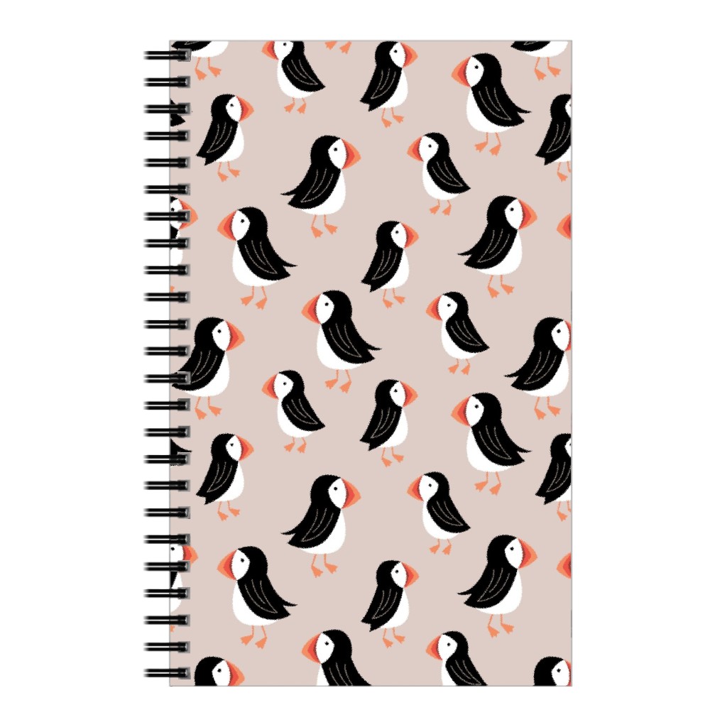 Little Puffin Friends Notebook, 5x8, Beige, Beige