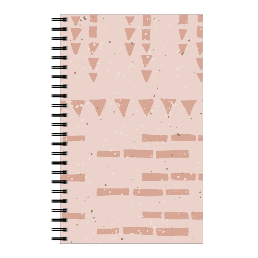 Boho Tribal Dashed Geometric - Pink Notebook, 5x8, Pink, Bright Pink