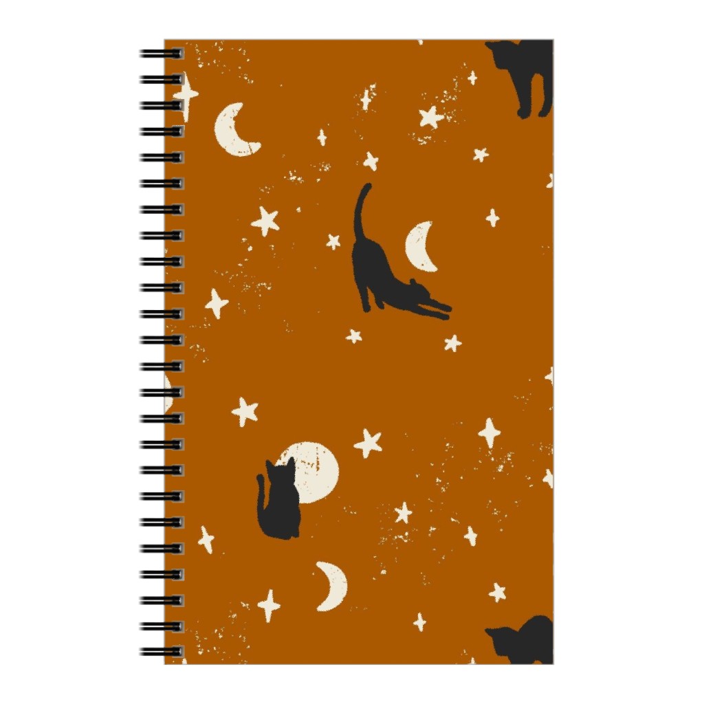 Black Cats - Burnt Orange Notebook, 5x8, Orange, Orange
