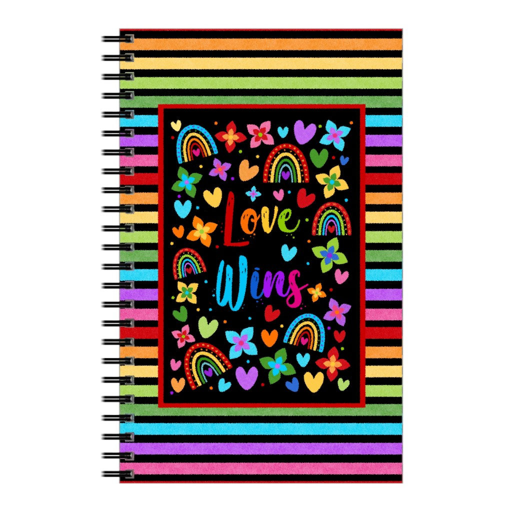 Love Wins Notebook, 5x8, Multicolor, Black