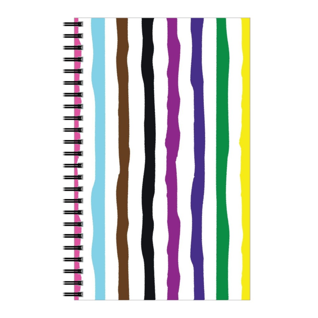 Wonky Stripes on White Notebook, 5x8, Multicolor