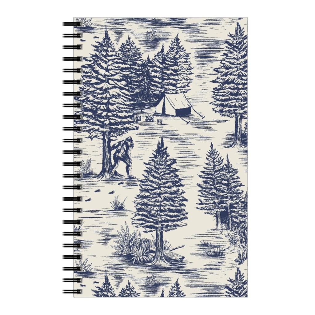 Bigfoot / Sasquatch Toile De Jouy - Blue Notebook, 5x8, Blue