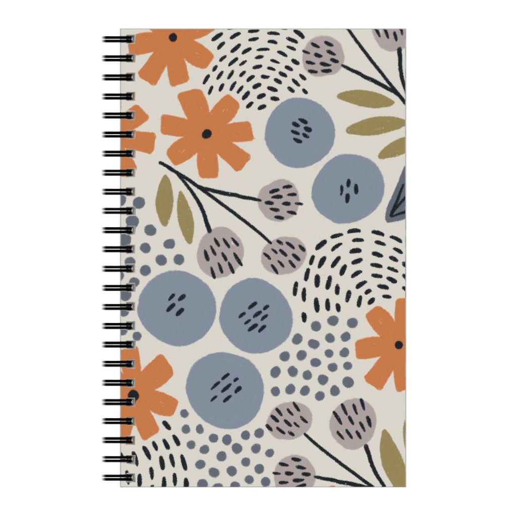 Phyllis Floral - Orange and Blue Notebook, 5x8, Multicolor
