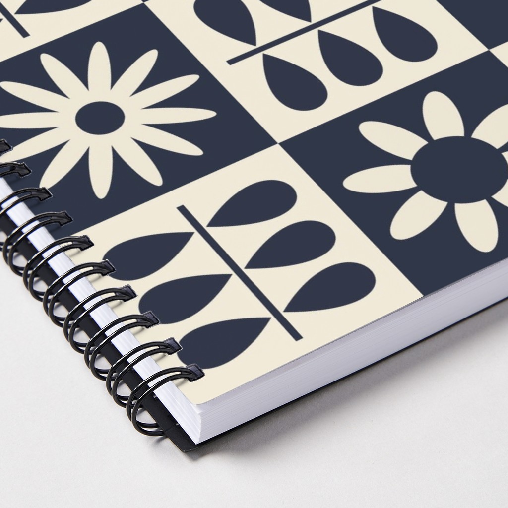 Scandinavian Checker Blooms - Off White and Navy Notebook | Shutterfly