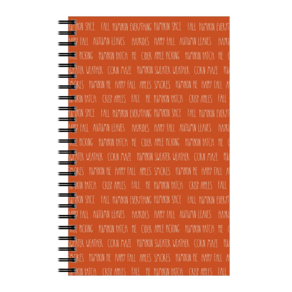 Fall Fun Typography - Orange Notebook, 5x8, Orange