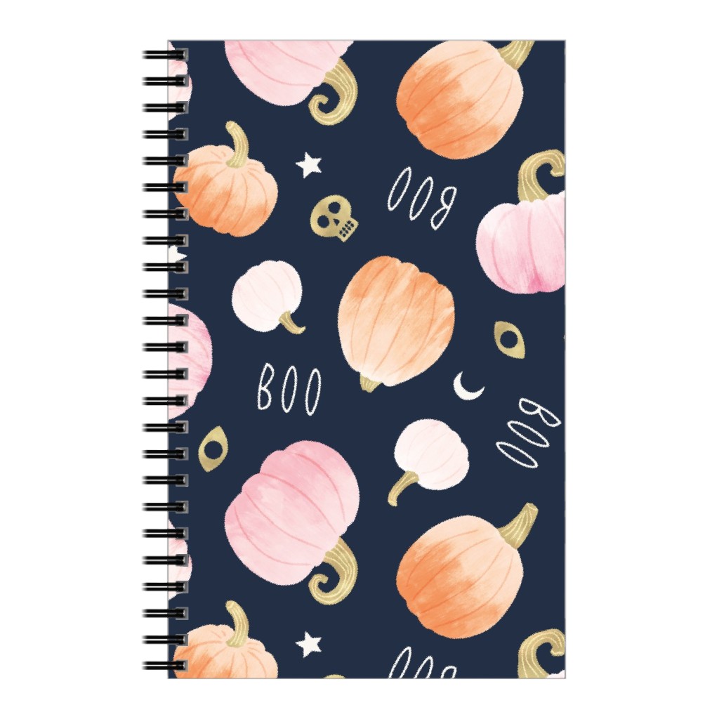 Pastel Pumpkins Halloween Party Boo Notebook, 5x8, Orange