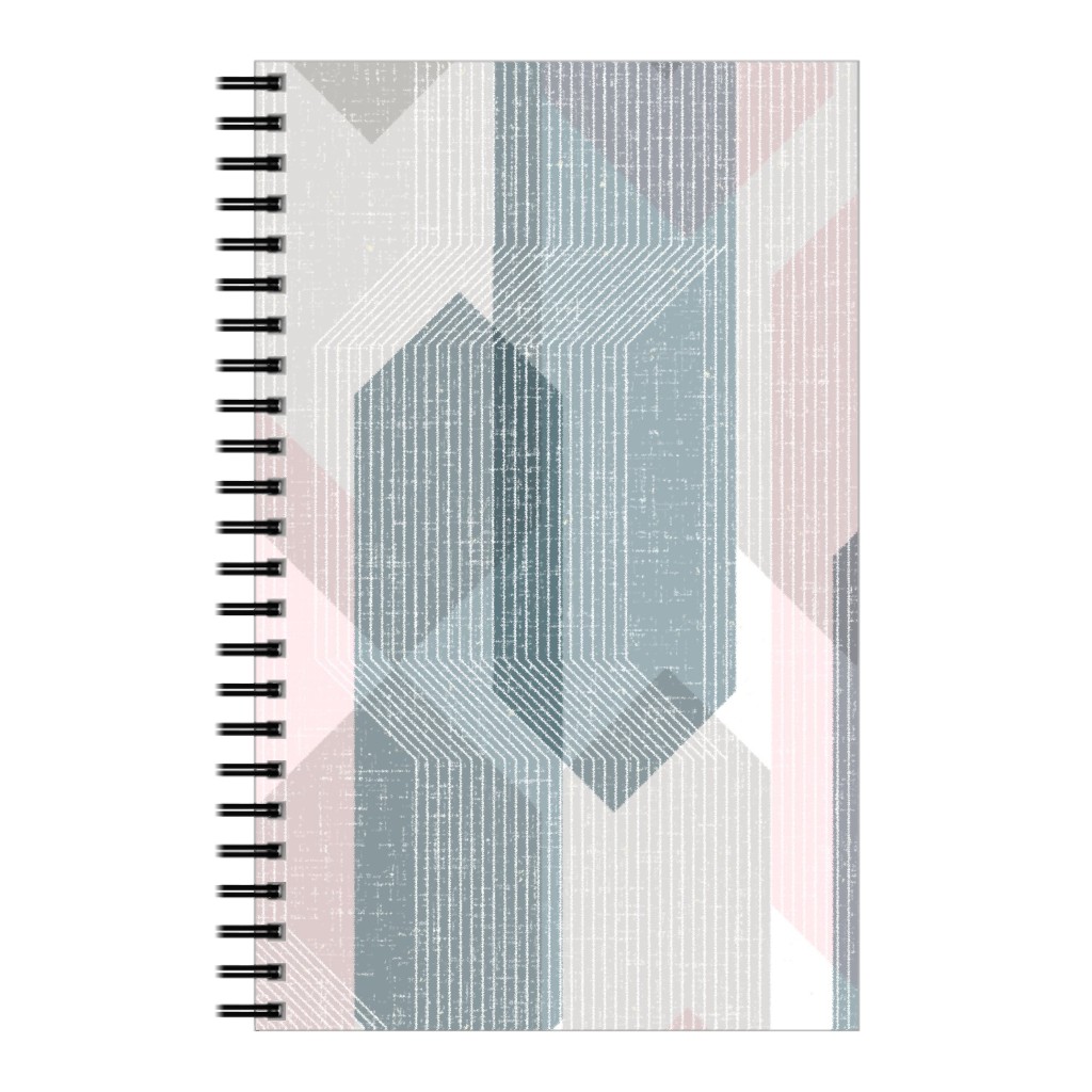 Deco Mod Hex Reflections - Sorbet Notebook, 5x8, Gray