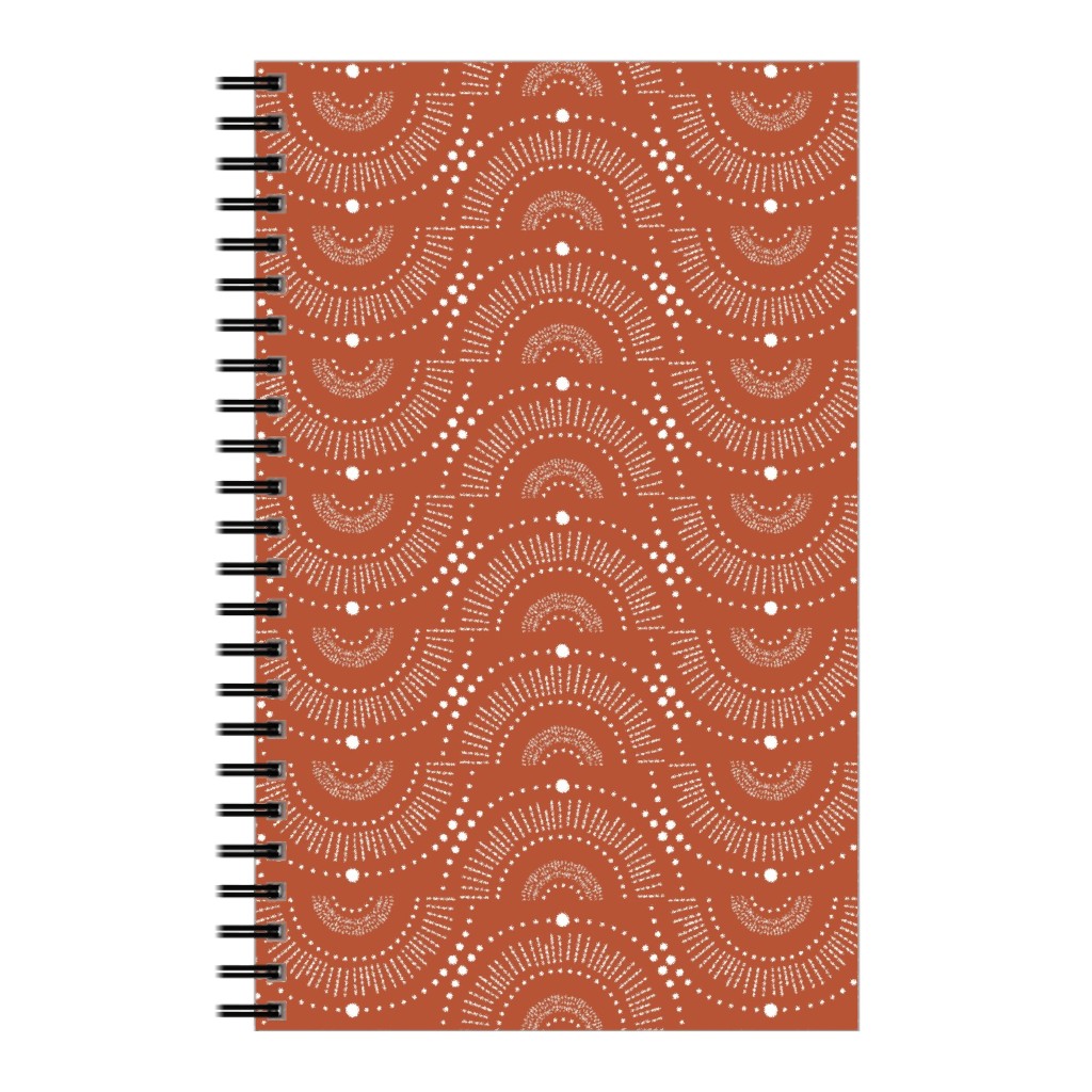 Rise and Shine - Boho Geometric - Terra Cotta Notebook, 5x8, Orange