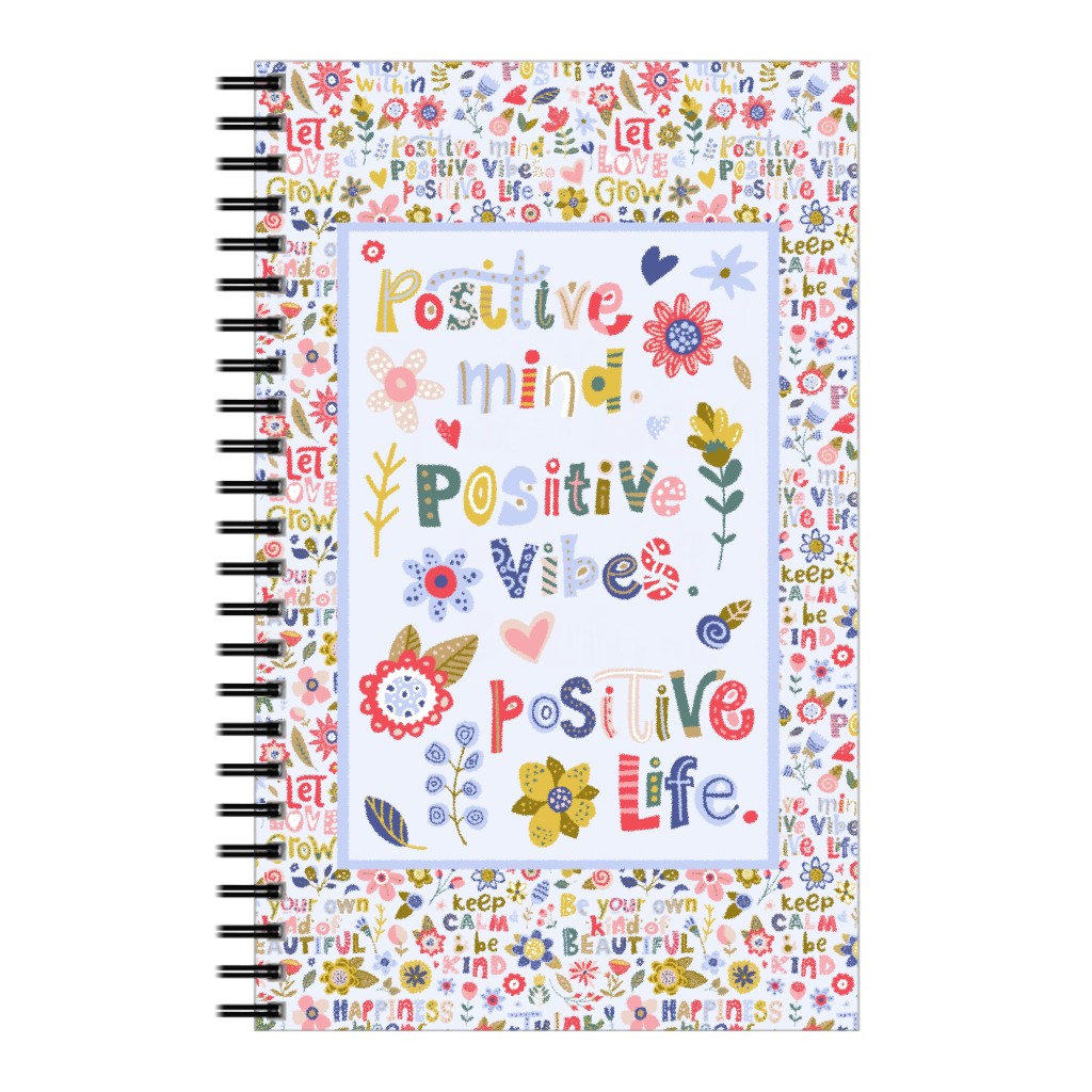 Positive Vibes, Positive Life - Inspirational Floral Notebook, 5x8, Multicolor