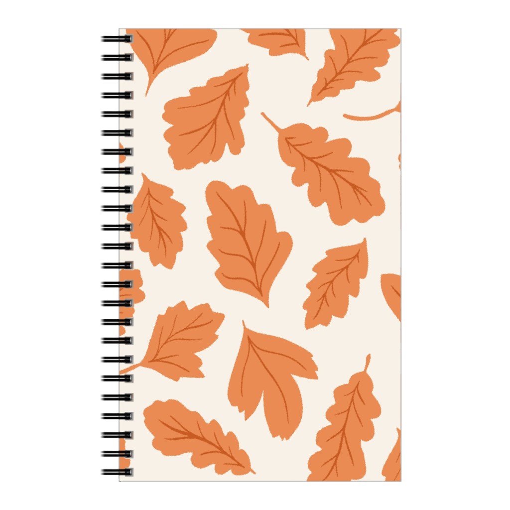 Autumn Leaves - Orange on Cream Notebook, 5x8, Orange