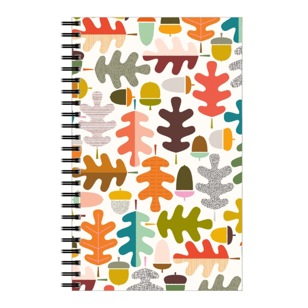 Autumn Oak Tree - Multi on White Notebook, 5x8, Multicolor