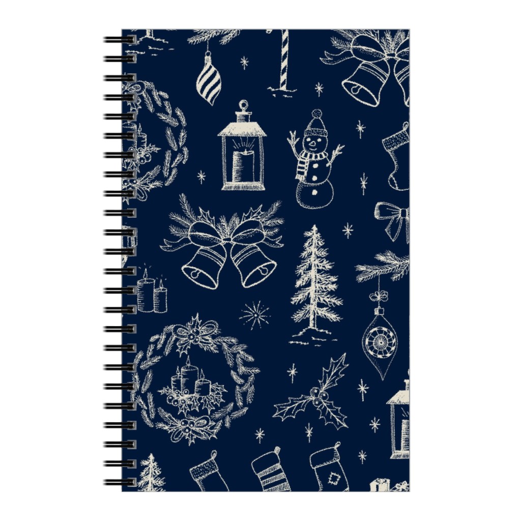 Christmas Toile - Starry Night Notebook, 5x8, Blue
