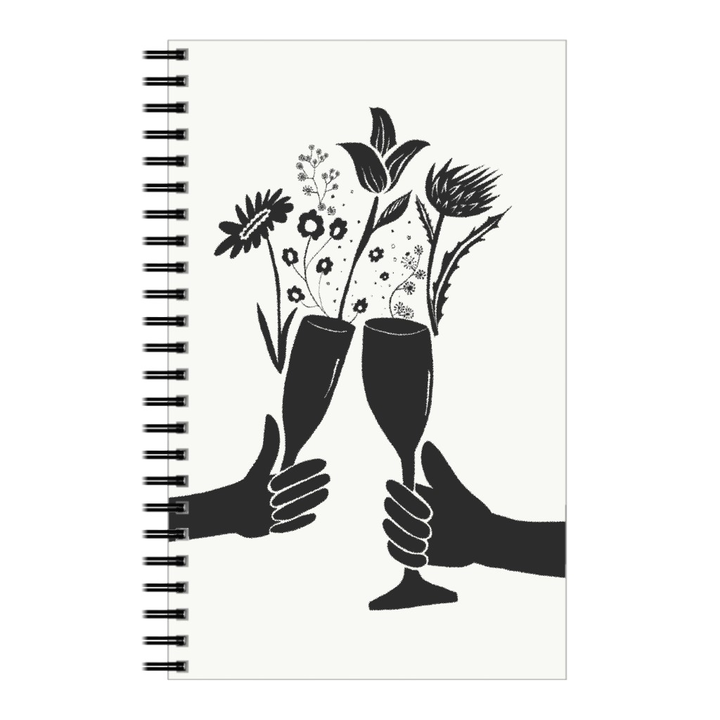 Celebrate - Black & White Notebook, 5x8, Black