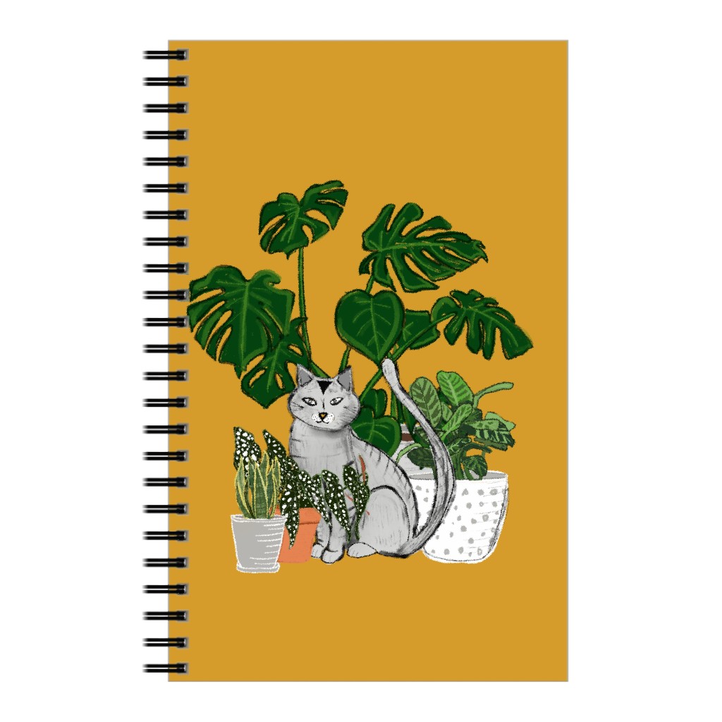 Indoor Garden Cat Notebook, 5x8, Orange