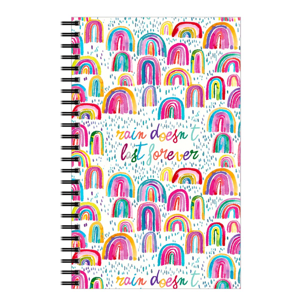Rain Doesn't Last Forever - Cute Rainbows - Multi Notebook, 5x8, Multicolor
