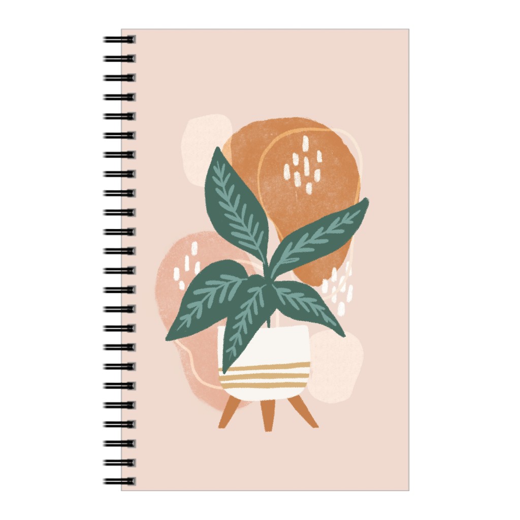 House Plant on Blush Notebook, 5x8, Pink, Bright Pink
