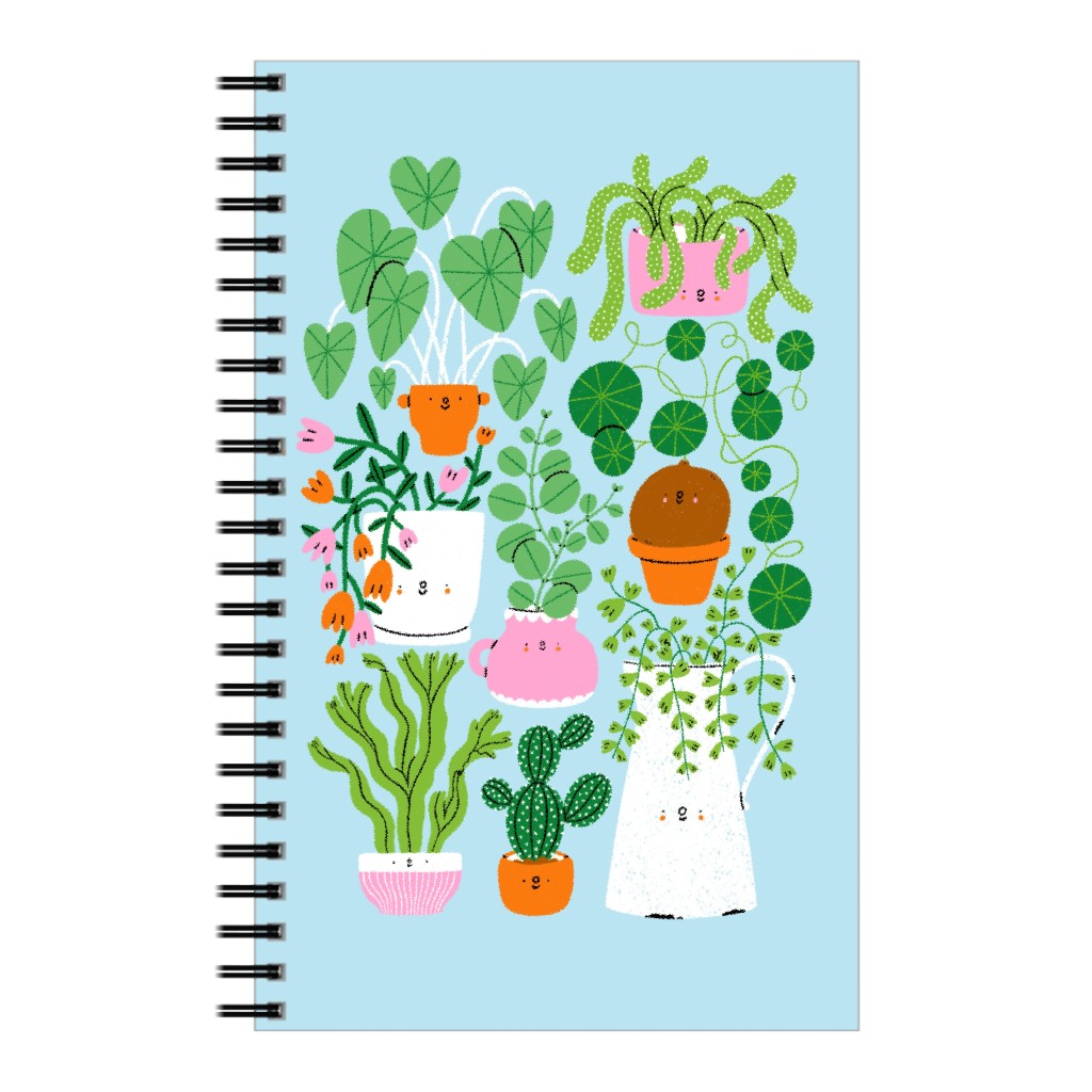 Plants Are Friends - Muti on Blue Notebook, 5x8, Multicolor