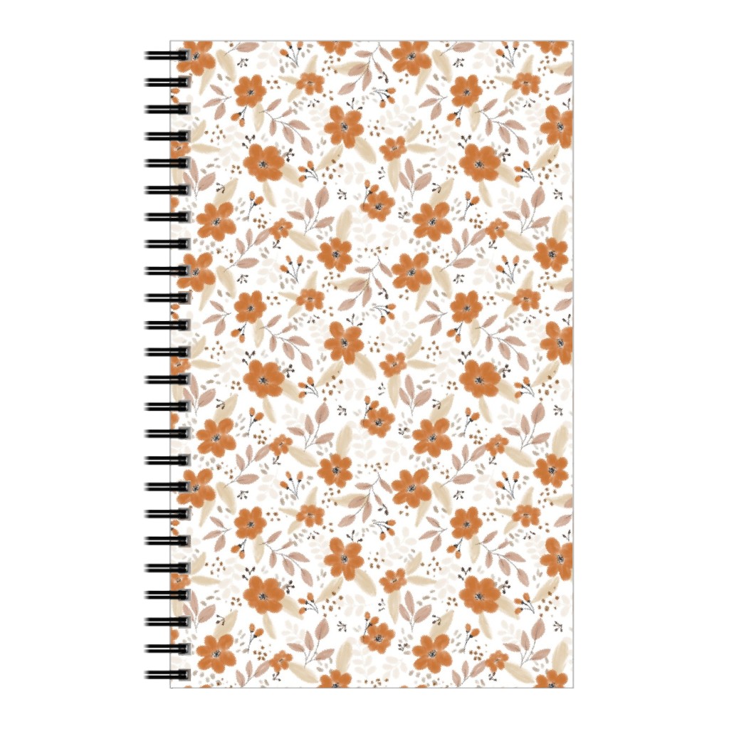 Fall Floral Notebook, 5x8, Orange