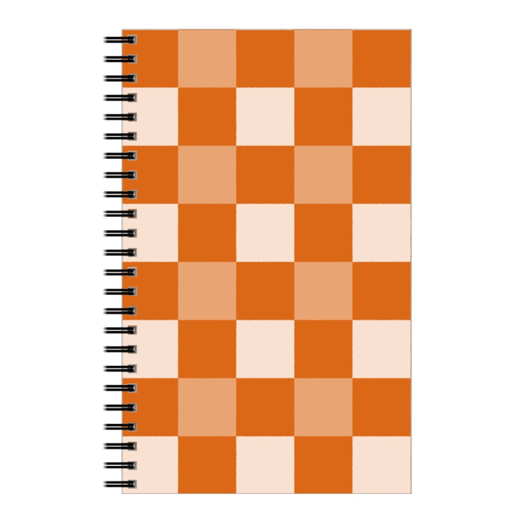 Orange Gingham Plaid Notebook, 5x8, Orange, Orange