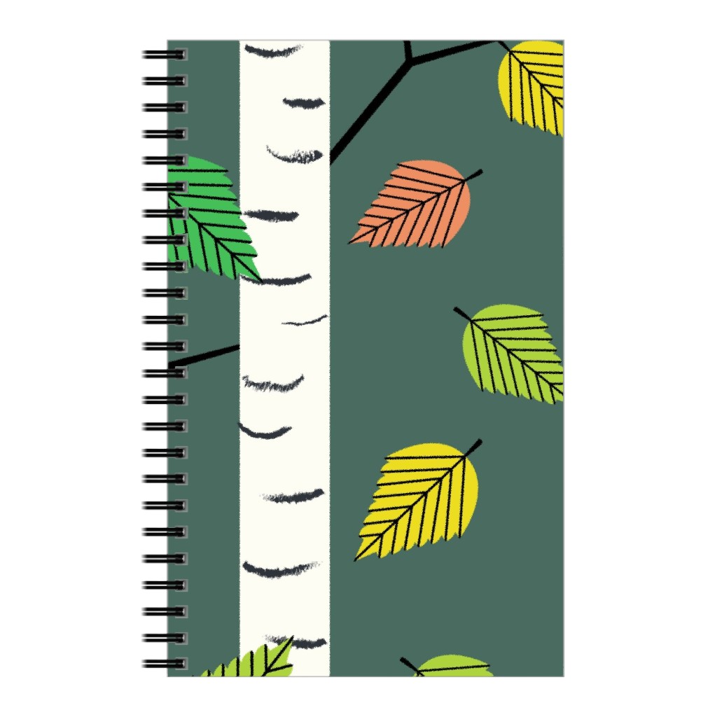 Autumn Birch Forest Notebook, 5x8, Green, Classic Green