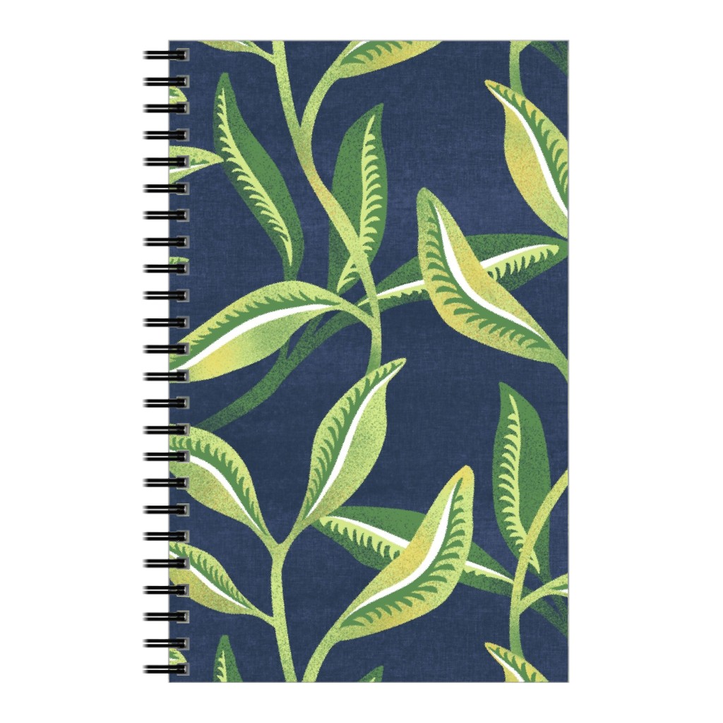 Green Leafy Vines - Blue and Green Notebook, 5x8, Green