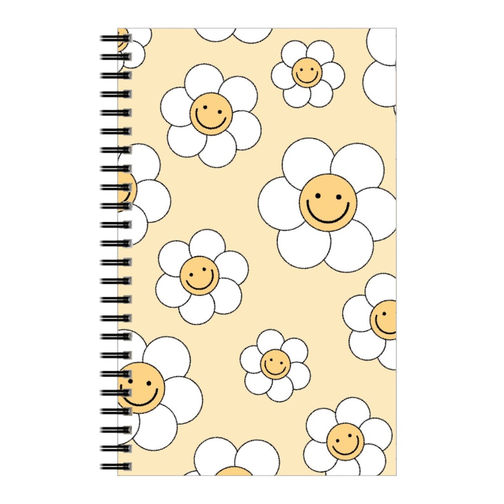 Sweet Smiling Daisies Notebook, 5x8, Yellow, Champagne