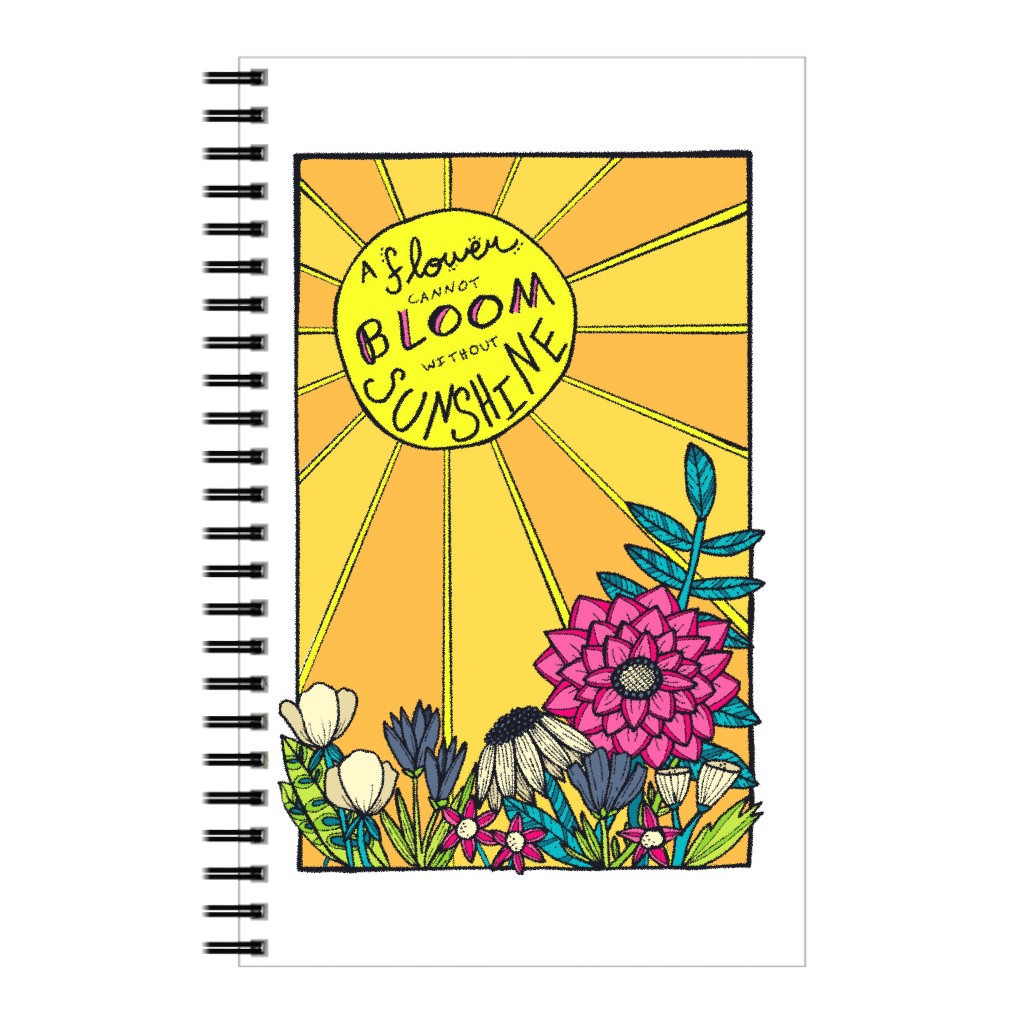 Sunshine & Flowers Inspirational Notebook, 5x8, Multicolor