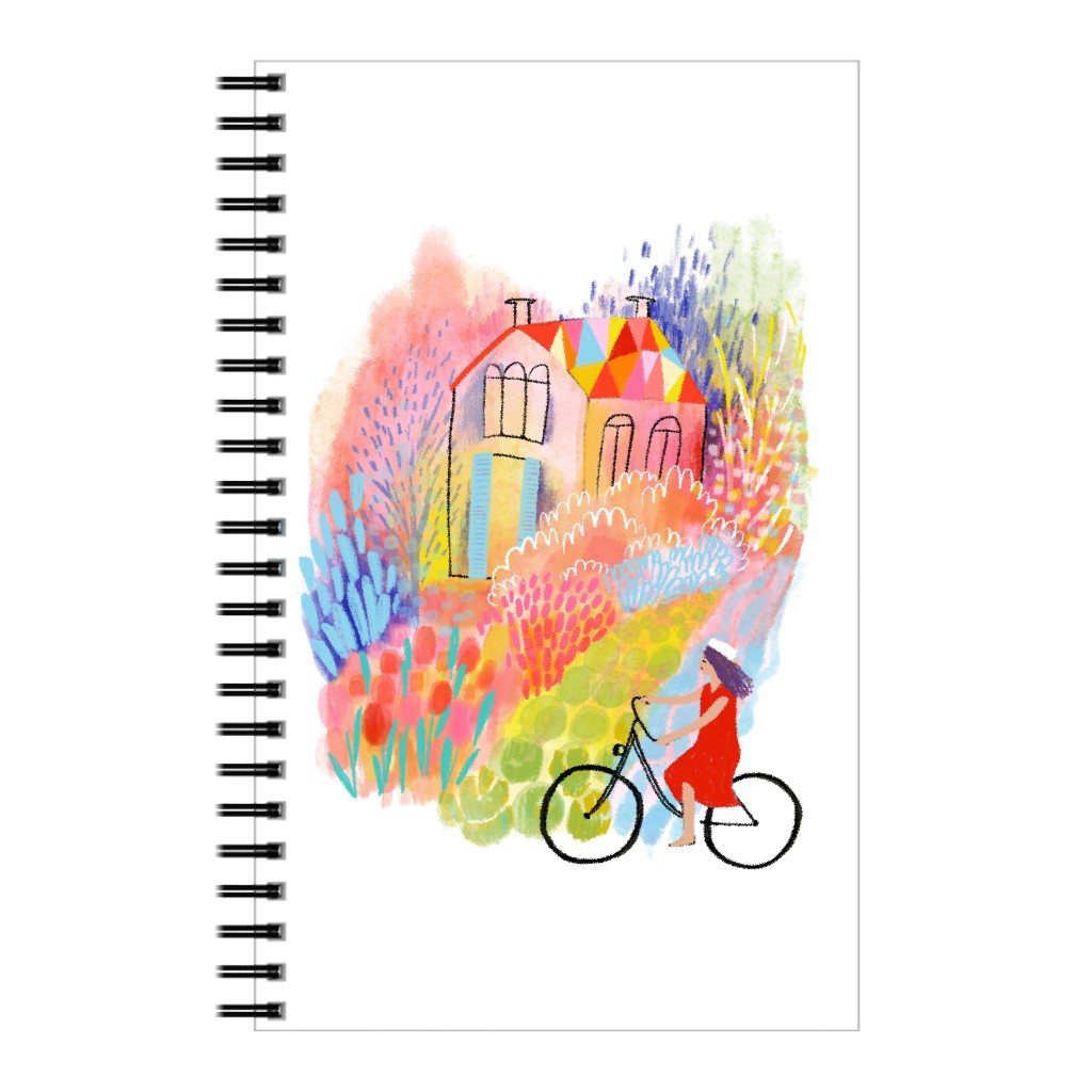 Cycling Through Spring Gardens - Multi Notebook, 5x8, Multicolor