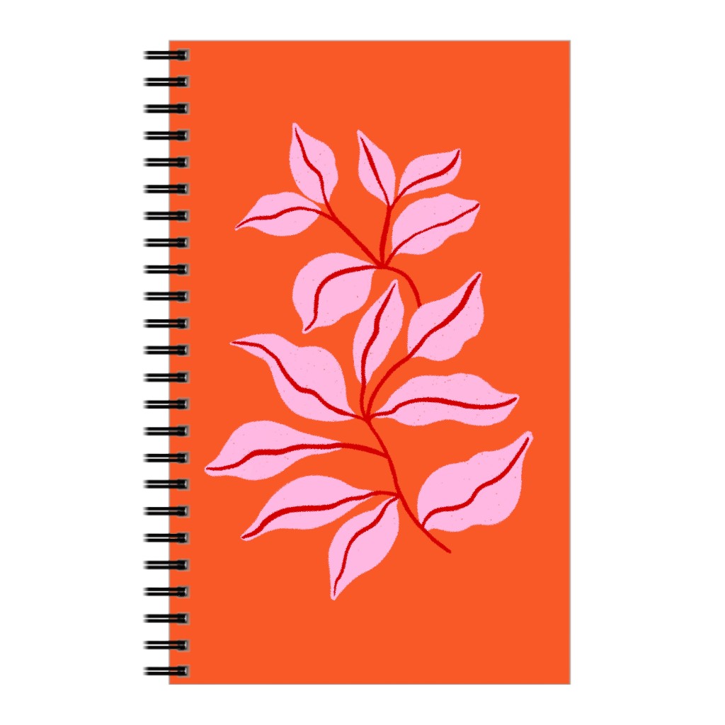 Leaf Dance - Red and Pink Notebook, 5x8, Red, Red