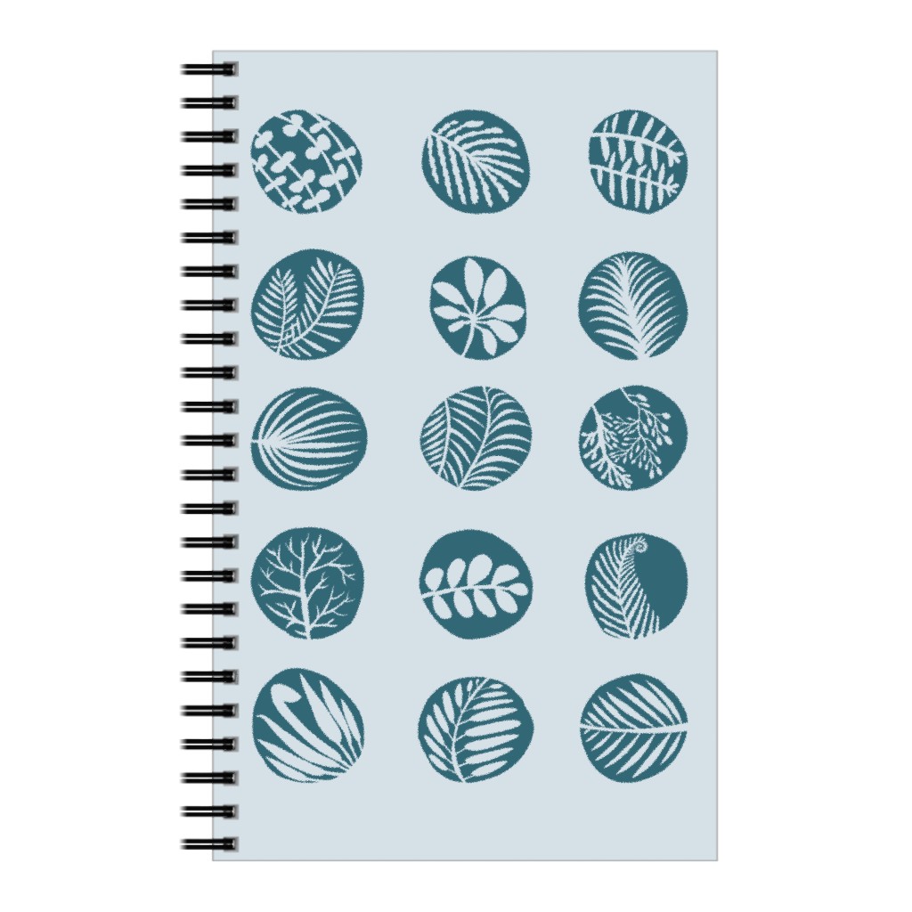 15 Round Leaves - Blue Notebook, 5x8, Blue