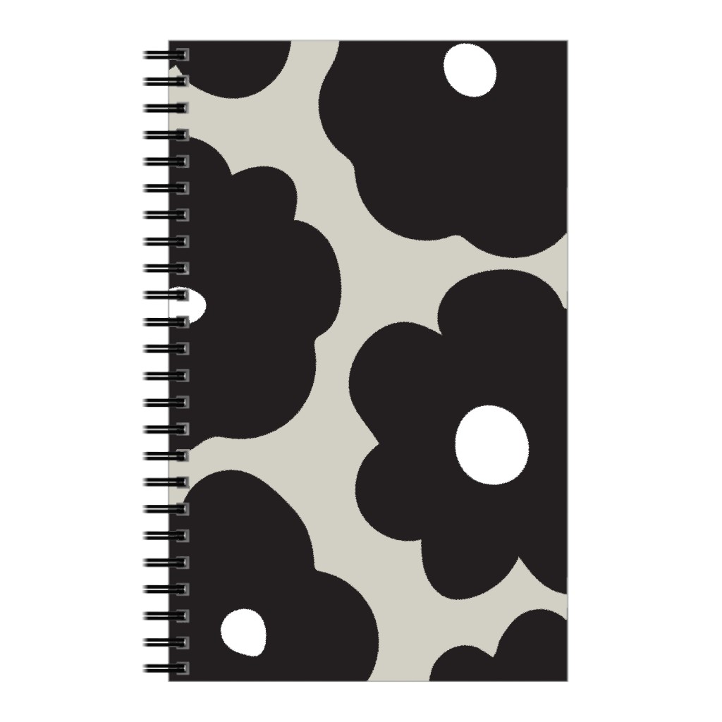 Mod Chubby Floral - Black and Tan Notebook, 5x8, Black