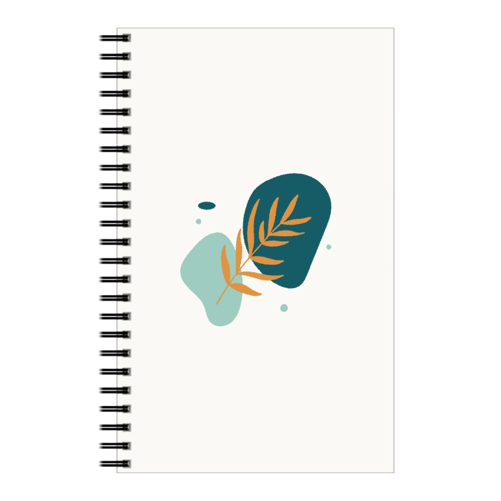 Shapes and Fern Leaf Notebook, 5x8, Green