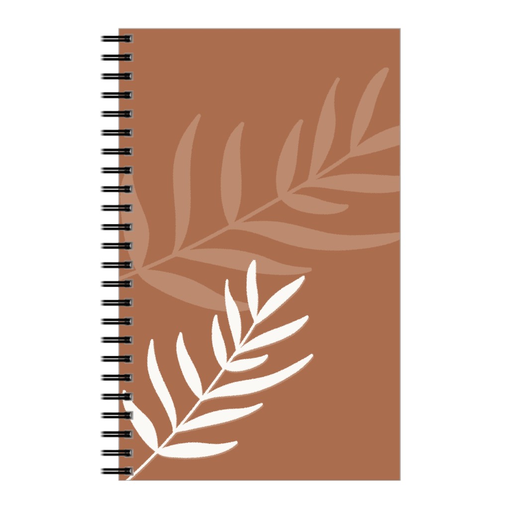 Fern Leaves in Neutral Earth Tones Notebook, 5x8, Brown