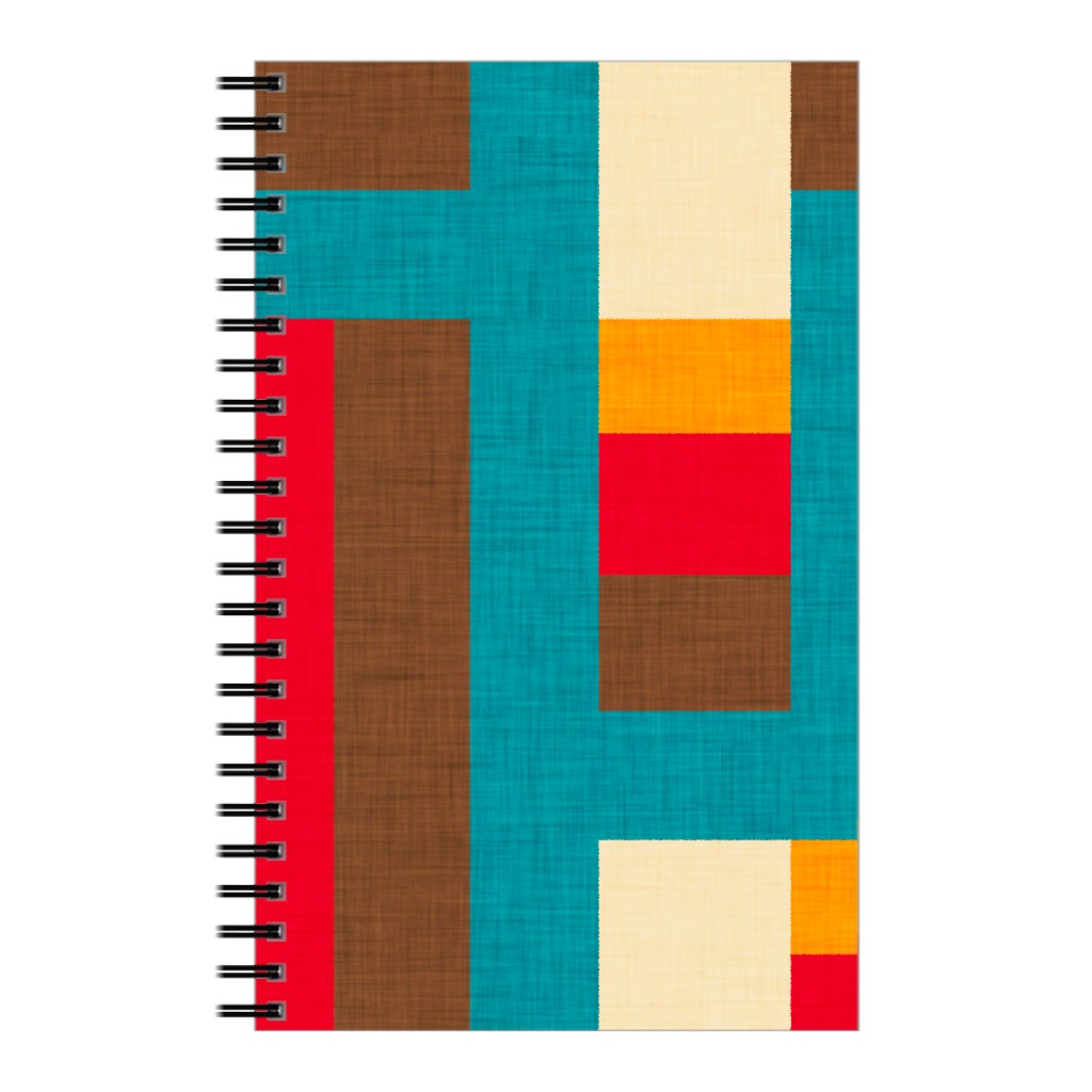 Abstract Mod Cube - Multi on Blue Notebook, 5x8, Multicolor