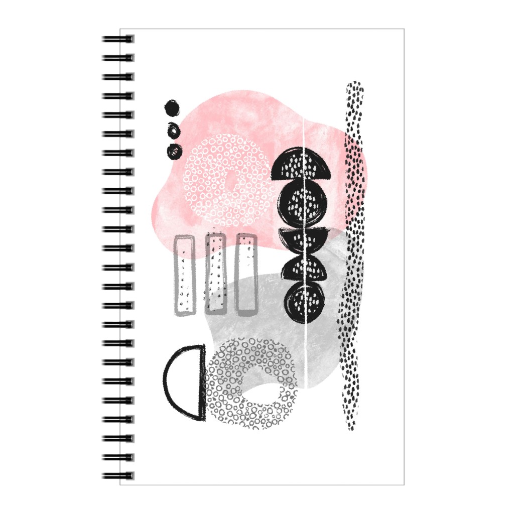 Feminene Abstract - Gray and Pink Notebook, 5x8, Pink