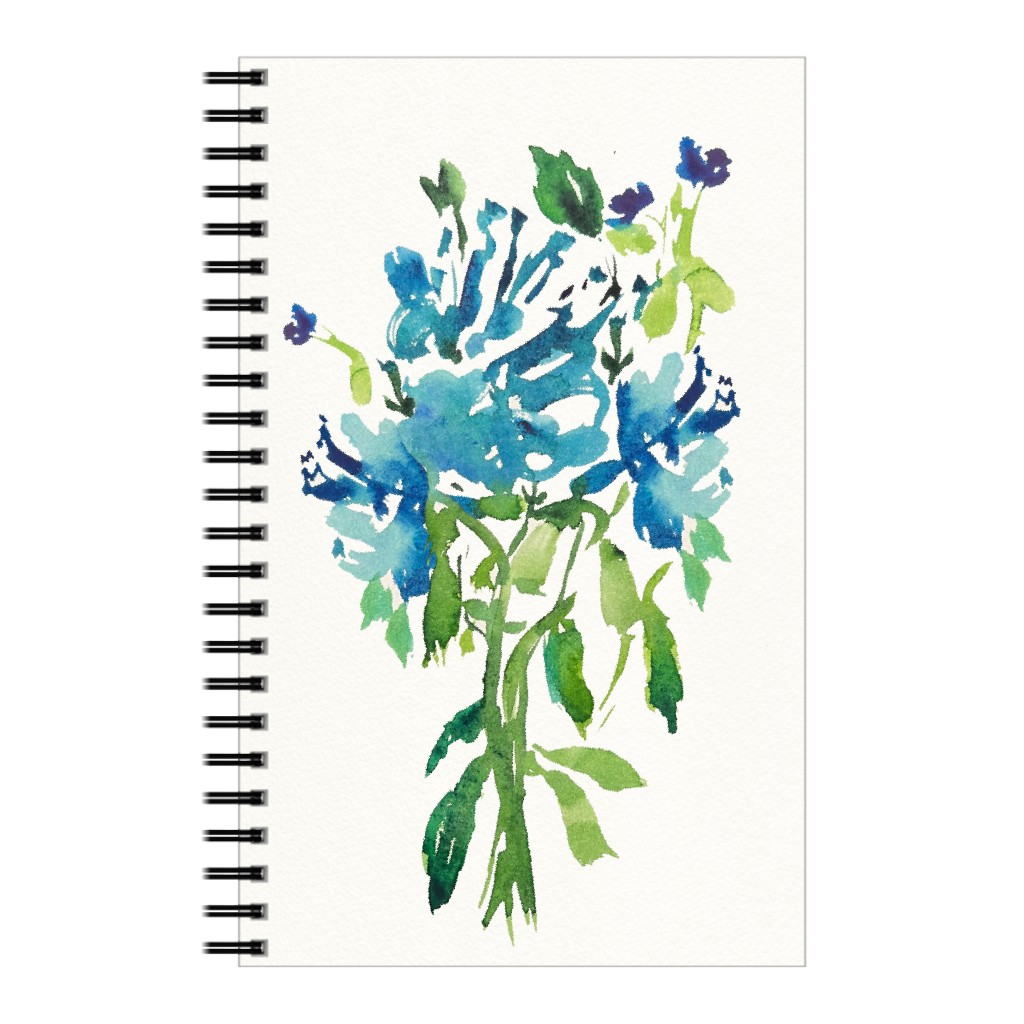 Watercolor Florals - Blue Notebook, 5x8, Blue