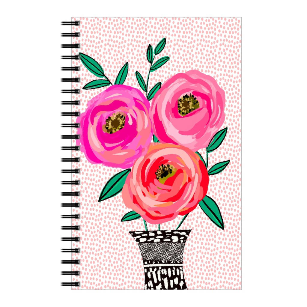 Happy Day Florals - Pink Notebook, 5x8, Pink, Bright Pink