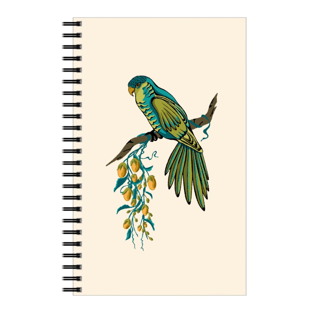 Bird Perched on Branch - Multi Notebook, 5x8, Beige