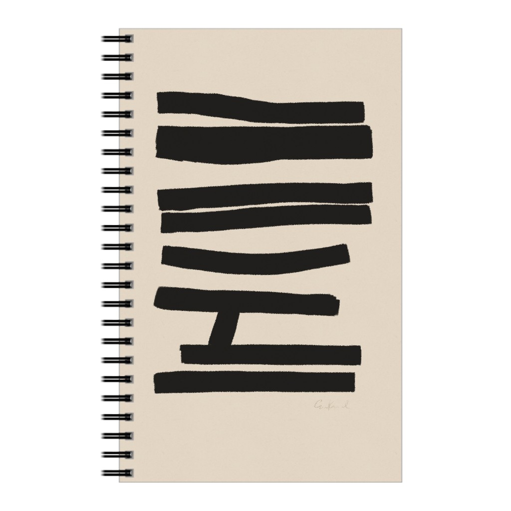 Bold Abstract Stripes Notebook, 5x8, Black, Wheat