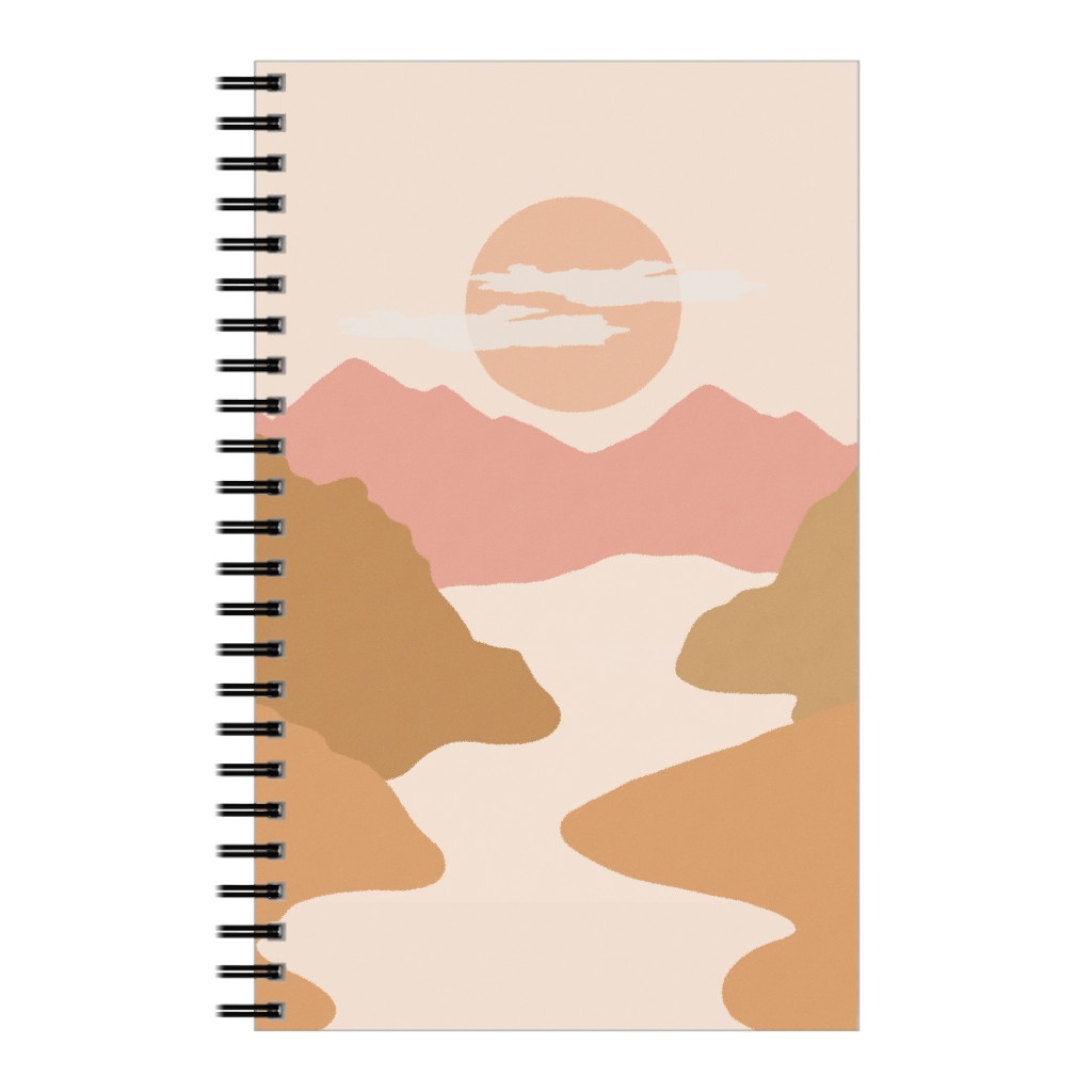 Abstract Valley Landscape - Neutral Notebook, 5x8, Orange, Orange