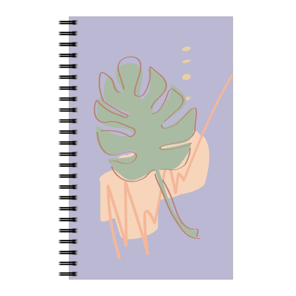Modern Monstera Leaf - Purple and Green Notebook, 5x8, Purple, Purple
