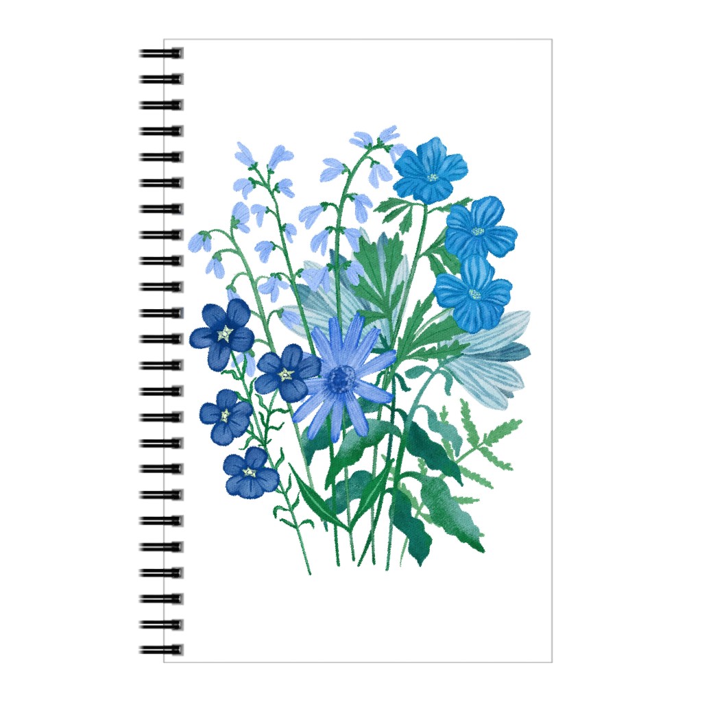 Bouquet of Flowers - Blue Notebook, 5x8, Blue