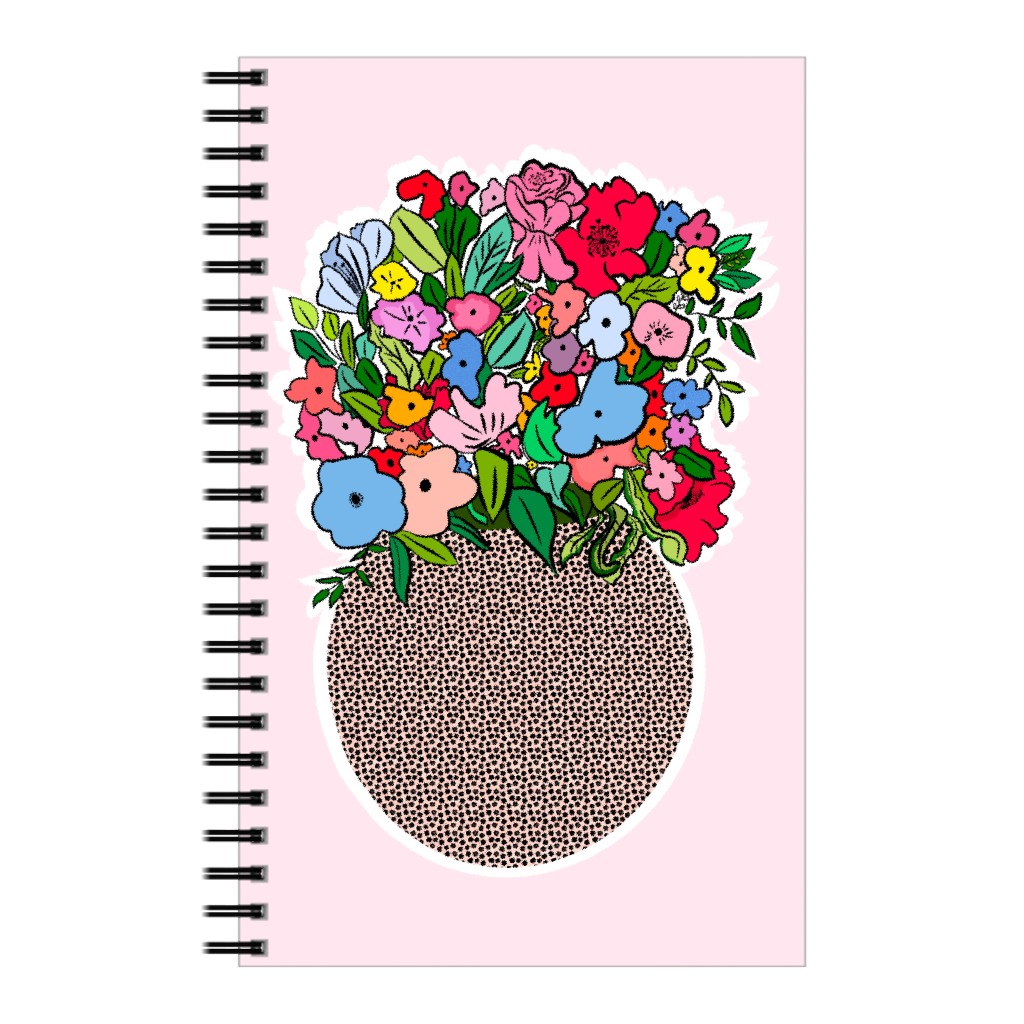 Pretty Happy - Multi on Pink Notebook, 5x8, Pink, Bright Pink