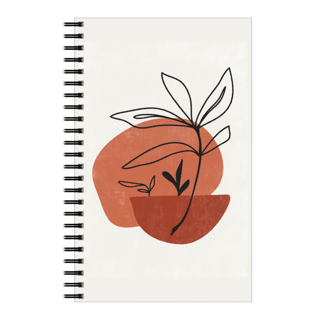 Abstract Leaf Sketch - Terracotta and Ivory Notebook, 5x8, Brown
