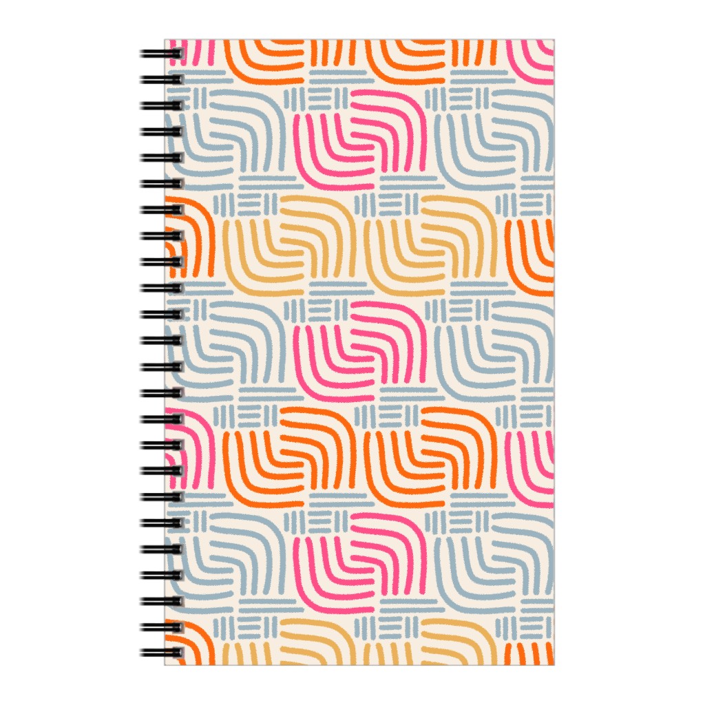 Abstract Geo Lines - Grey and Warm Notebook, 5x8, Multicolor