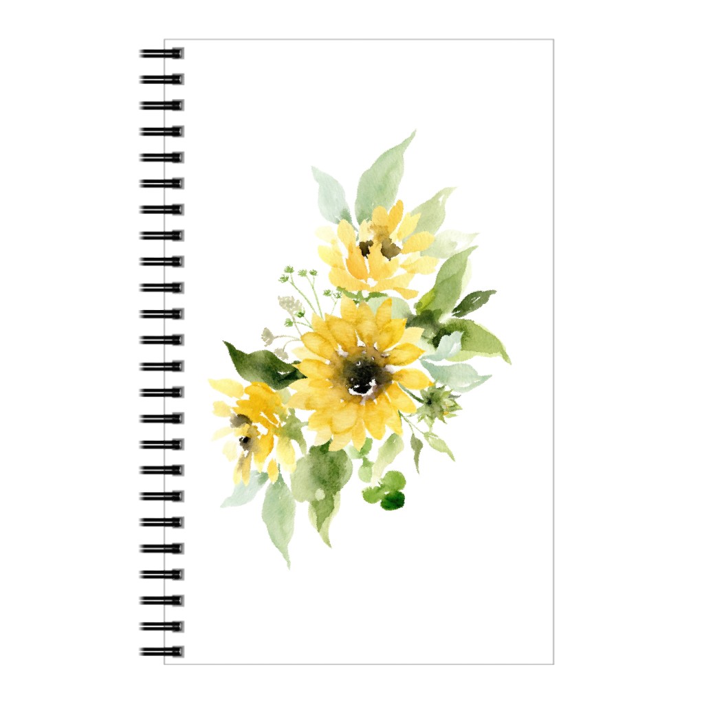 Sunflowers Watercolor - Yellow Notebook, 5x8, Yellow