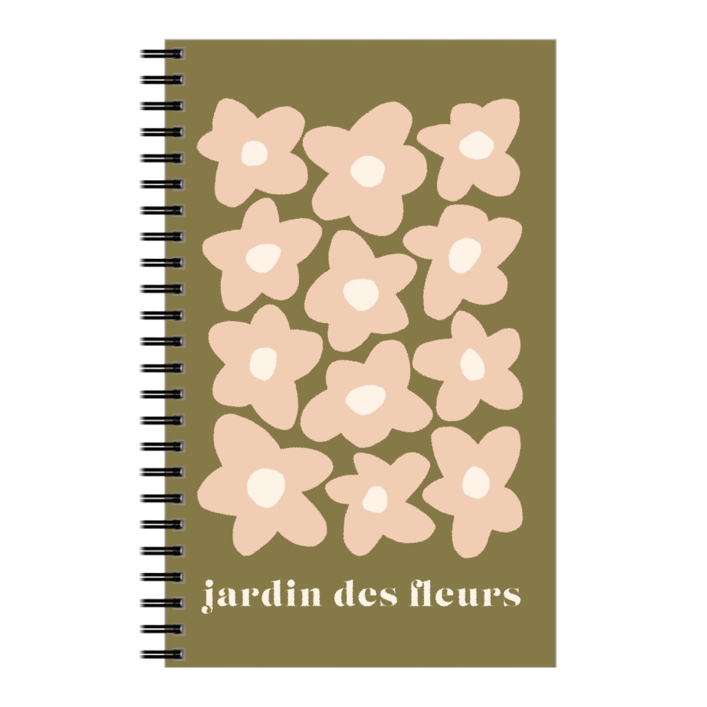 Botanical Graphic Retro Flower Garden Notebook, 5x8, Green