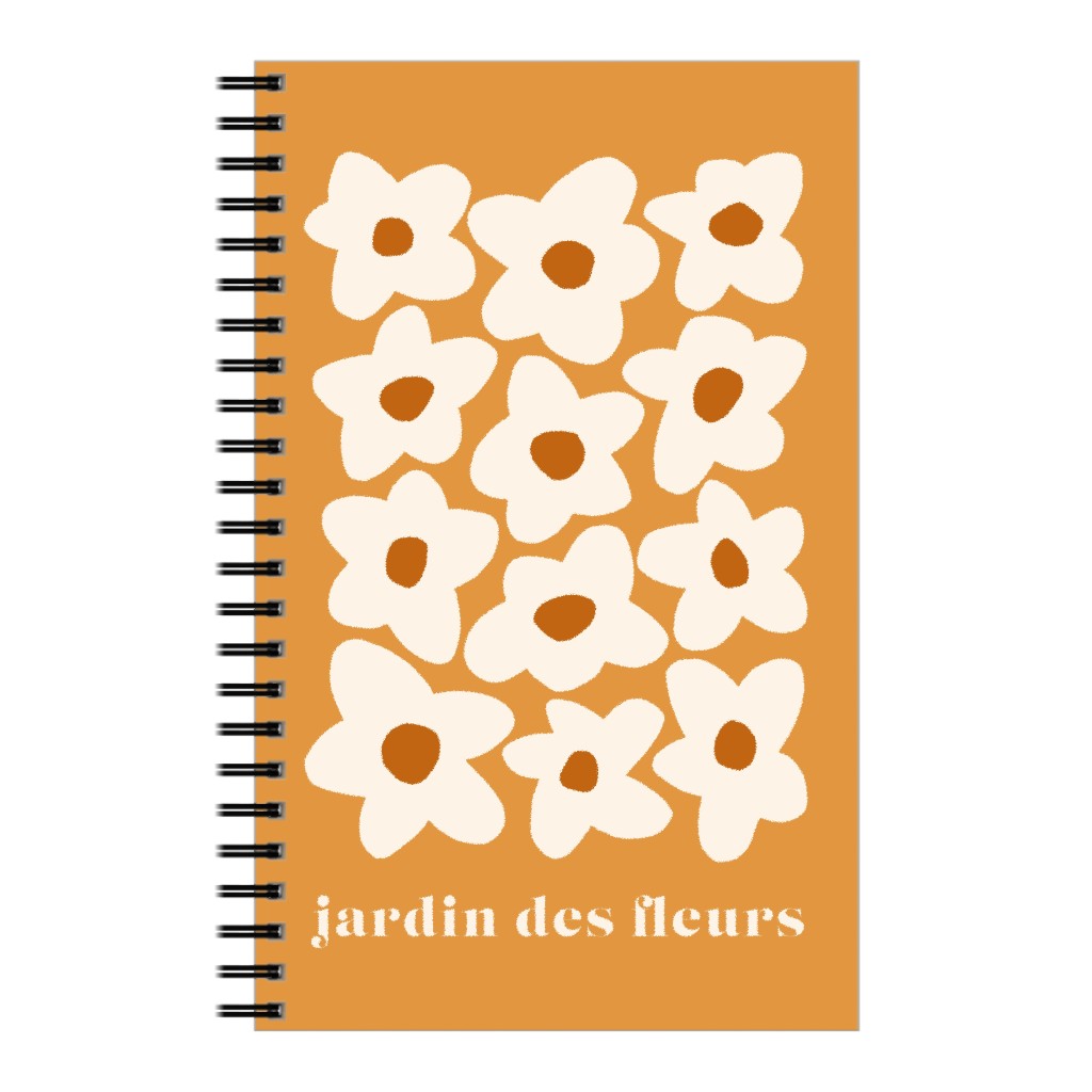 Botanical Graphic Retro Flower Garden Notebook, 5x8, Orange