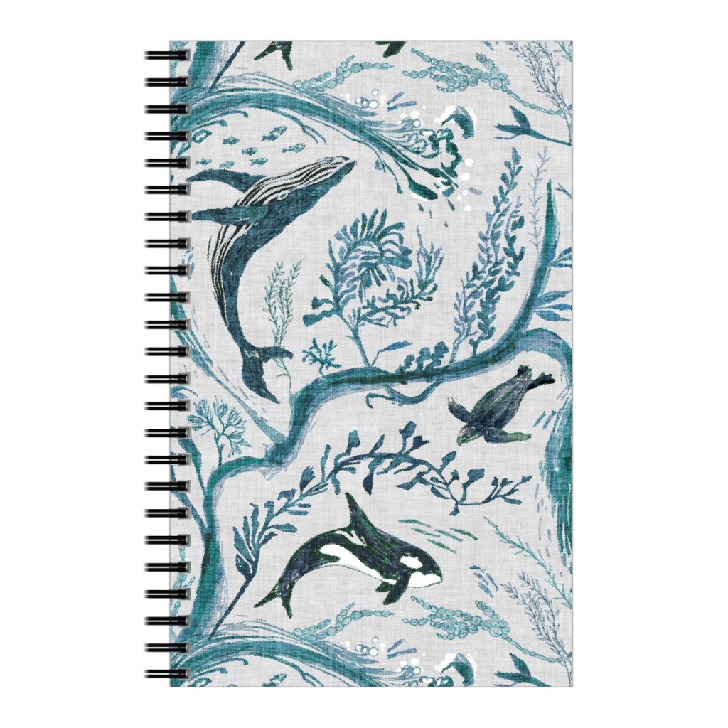 Whale Forest Notebook, 5x8, Blue