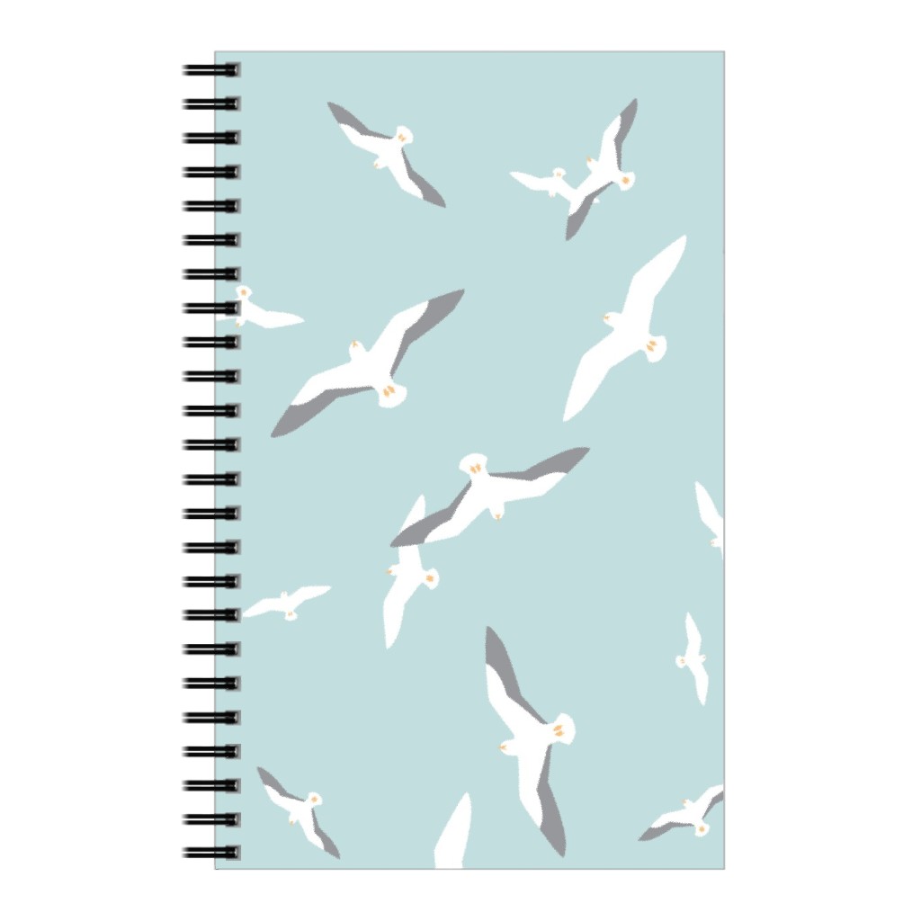Flying Seagulls - Blue Notebook, 5x8, Blue